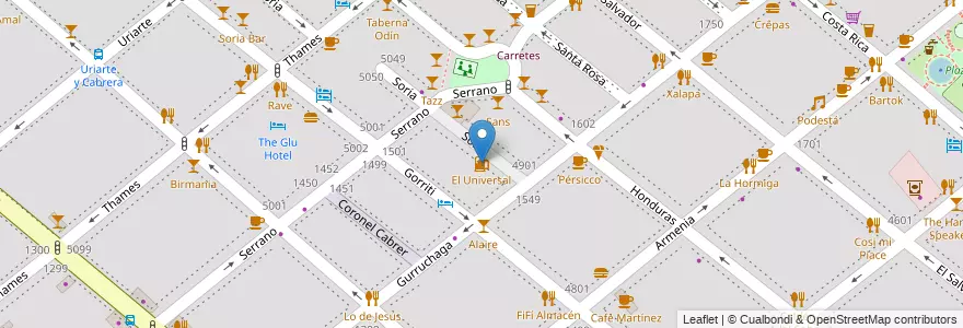 Mapa de ubicacion de El Universal, Palermo en Argentinië, Ciudad Autónoma De Buenos Aires, Buenos Aires.