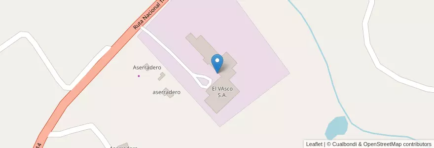 Mapa de ubicacion de El VAsco S.A. en アルゼンチン, ミシオネス州, Departamento Cainguás, Municipio De Campo Grande.