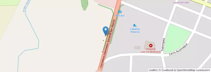 Mapa de ubicacion de El Veinti 4 en Аргентина, Чили, Мендоса, Departamento Las Heras, Distrito Uspallata.
