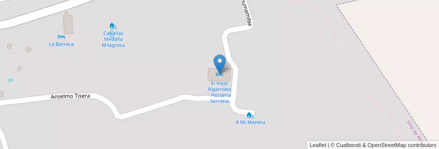 Mapa de ubicacion de El Viejo Algarrobo - Hostería Serrana en アルゼンチン, サンルイス州, Junín, Municipio De Merlo, Villa De Merlo.