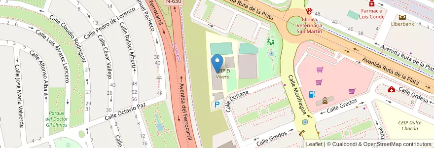 Mapa de ubicacion de El Vivero en Espanha, Estremadura, Cáceres, Cáceres, Cáceres.
