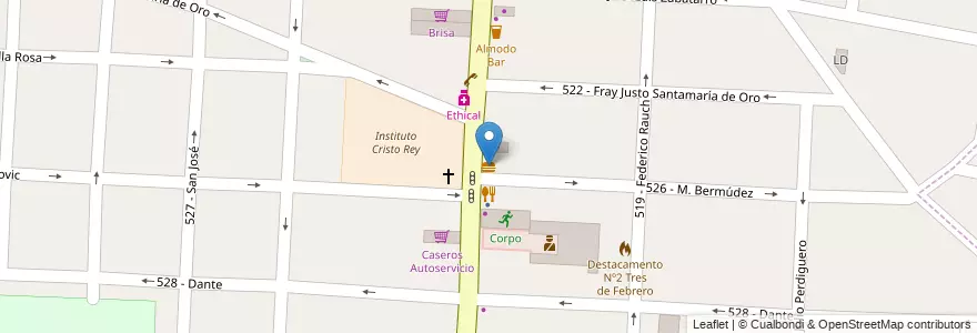 Mapa de ubicacion de El Zancho en Argentinië, Buenos Aires, Partido De Tres De Febrero, Caseros.