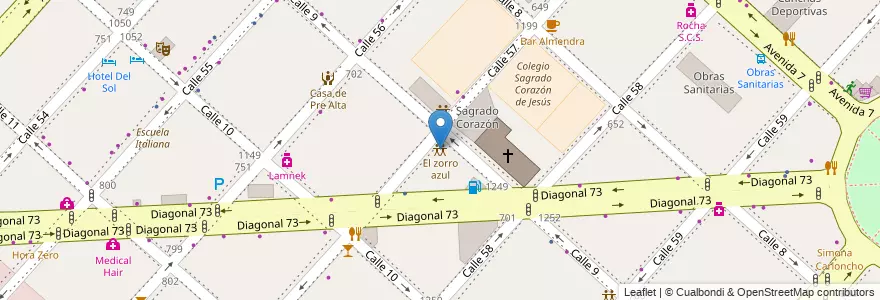 Mapa de ubicacion de El zorro azul, Casco Urbano en 阿根廷, 布宜诺斯艾利斯省, Partido De La Plata, La Plata.