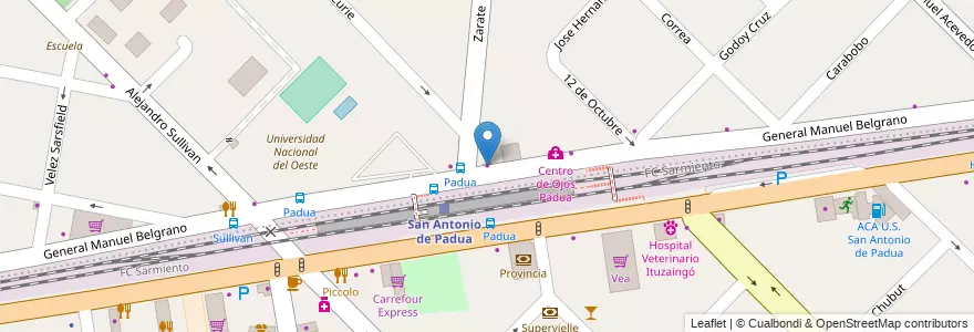 Mapa de ubicacion de Electricidad Padua en Arjantin, Buenos Aires, Partido De Merlo, San Antonio De Padua.