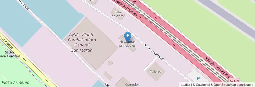 Mapa de ubicacion de Elevadoras principales, Palermo en 阿根廷, Ciudad Autónoma De Buenos Aires, 布宜诺斯艾利斯, Comuna 14.