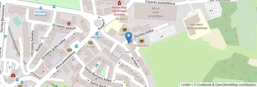 Mapa de ubicacion de Eliz-ondo en 西班牙, 巴斯克, Gipuzkoa, Donostialdea, Pasaia, Donostia/San Sebastián.