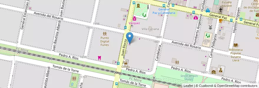 Mapa de ubicacion de Elorza Electricidad en الأرجنتين, سانتا في, Departamento Rosario, Municipio De Funes, Funes.