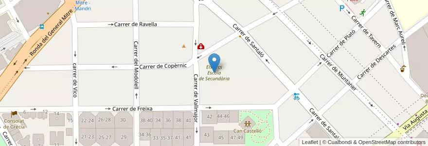 Mapa de ubicacion de Els Arcs Escola de Secundària en Spanje, Catalonië, Barcelona, Barcelonès, Barcelona.
