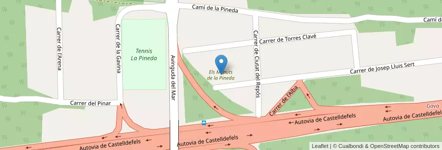Mapa de ubicacion de Els Menuts de la Pineda en Sepanyol, Baix Llobregat, Gavà.