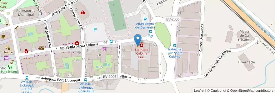Mapa de ubicacion de Elsara en 스페인, Catalunya, Barcelona, Baix Llobregat, Santa Coloma De Cervelló.