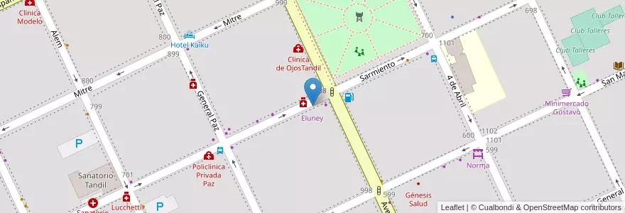 Mapa de ubicacion de Eluney en Arjantin, Buenos Aires, Partido De Tandil, Tandil.