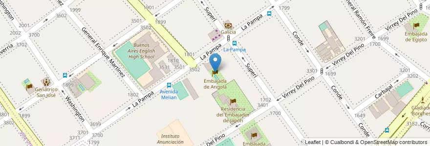 Mapa de ubicacion de Embajada de Angola, Belgrano en アルゼンチン, Ciudad Autónoma De Buenos Aires, ブエノスアイレス.