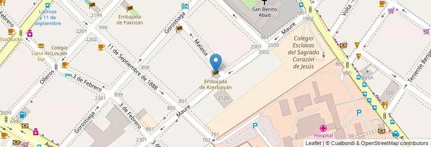 Mapa de ubicacion de Embajada de Azerbaiyán, Palermo en آرژانتین, Ciudad Autónoma De Buenos Aires, Buenos Aires, Comuna 14.