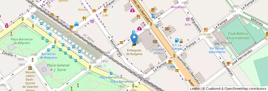 Mapa de ubicacion de Embajada de Bulgaria en Argentina, Ciudad Autónoma De Buenos Aires, Buenos Aires, Comuna 13.