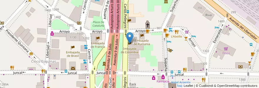 Mapa de ubicacion de Embajada de Colombia, Retiro en Argentinien, Ciudad Autónoma De Buenos Aires, Comuna 1, Buenos Aires.