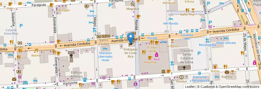 Mapa de ubicacion de Embajada de Costa Rica, San Nicolas en Argentina, Ciudad Autónoma De Buenos Aires, Comuna 1, Buenos Aires.