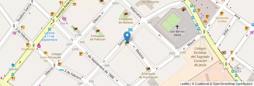 Mapa de ubicacion de Embajada de Croacia, Palermo en Argentinien, Ciudad Autónoma De Buenos Aires, Buenos Aires, Comuna 14.