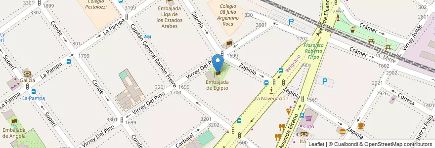 Mapa de ubicacion de Embajada de Egipto, Belgrano en Аргентина, Буэнос-Айрес, Буэнос-Айрес.