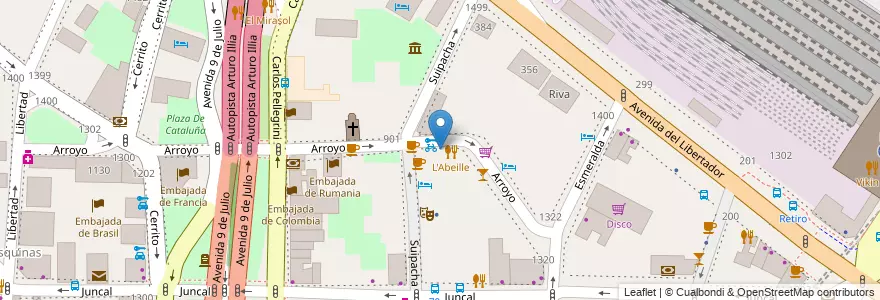 Mapa de ubicacion de Embajada de Eslovenia, Retiro en 阿根廷, Ciudad Autónoma De Buenos Aires, Comuna 1, 布宜诺斯艾利斯.