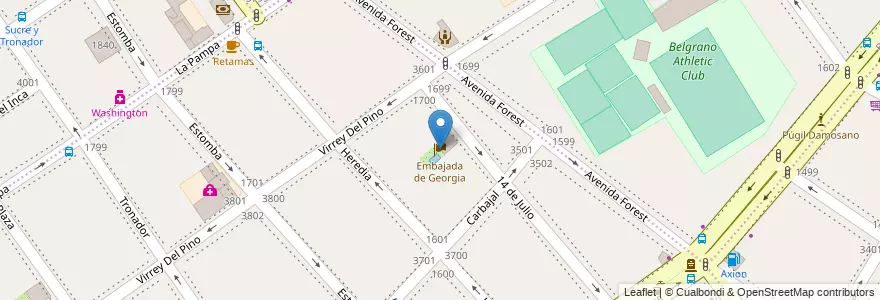 Mapa de ubicacion de Embajada de Georgia, Villa Ortuzar en アルゼンチン, Ciudad Autónoma De Buenos Aires, ブエノスアイレス, Comuna 15.