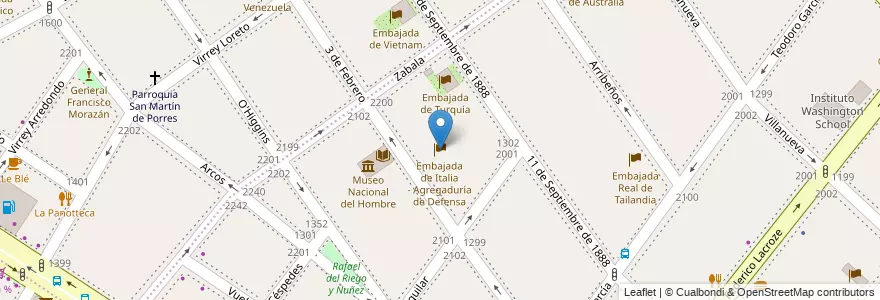 Mapa de ubicacion de Embajada de Italia - Agregaduría de Defensa, Palermo en الأرجنتين, Ciudad Autónoma De Buenos Aires, Buenos Aires, Comuna 14.