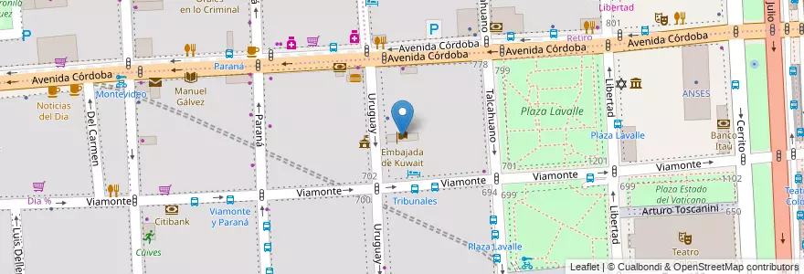 Mapa de ubicacion de Embajada de Kuwait, San Nicolas en Аргентина, Буэнос-Айрес, Comuna 1, Буэнос-Айрес.