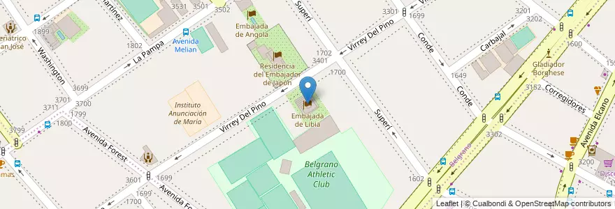 Mapa de ubicacion de Embajada de Libia, Belgrano en Argentinië, Ciudad Autónoma De Buenos Aires, Buenos Aires.