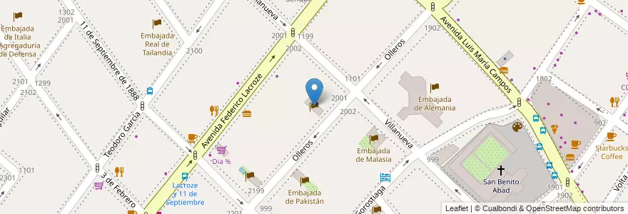 Mapa de ubicacion de Embajada de los Emiratos Árabes Unidos, Palermo en الأرجنتين, Ciudad Autónoma De Buenos Aires, Buenos Aires, Comuna 14.