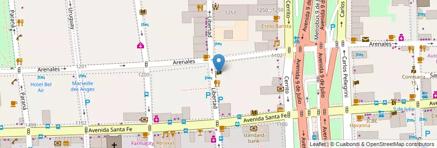 Mapa de ubicacion de Embajada de Montenegro, Retiro en アルゼンチン, Ciudad Autónoma De Buenos Aires, Comuna 1, ブエノスアイレス.