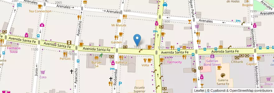 Mapa de ubicacion de Embajada de Nicaragua, Recoleta en アルゼンチン, Ciudad Autónoma De Buenos Aires, Comuna 2, ブエノスアイレス.