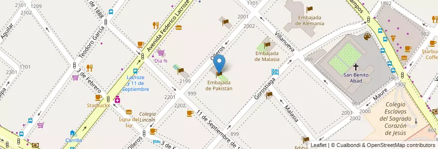 Mapa de ubicacion de Embajada de Pakistán, Palermo en Argentinien, Ciudad Autónoma De Buenos Aires, Buenos Aires, Comuna 14.