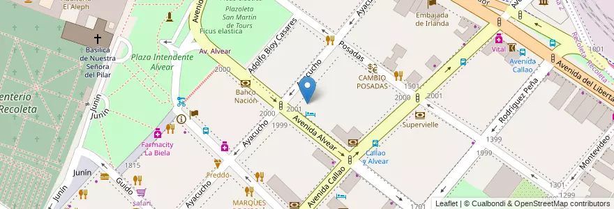 Mapa de ubicacion de Embajada de Qatar, Recoleta en 아르헨티나, Ciudad Autónoma De Buenos Aires, Comuna 2, Comuna 1, 부에노스아이레스.