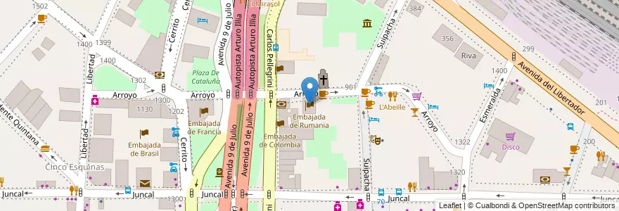 Mapa de ubicacion de Embajada de Rumania, Retiro en Arjantin, Ciudad Autónoma De Buenos Aires, Comuna 1, Buenos Aires.