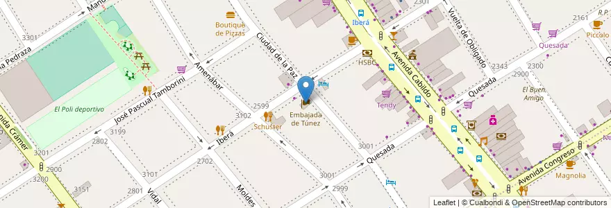 Mapa de ubicacion de Embajada de Túnez, Nuñez en آرژانتین, Ciudad Autónoma De Buenos Aires, Buenos Aires, Comuna 13.
