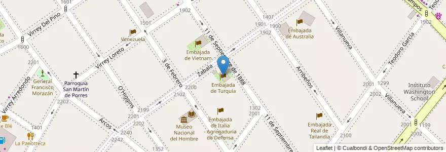 Mapa de ubicacion de Embajada de Turquía, Palermo en Argentine, Ciudad Autónoma De Buenos Aires, Buenos Aires, Comuna 14.