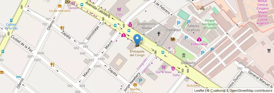 Mapa de ubicacion de Embajada del Congo, Colegiales en Argentinië, Ciudad Autónoma De Buenos Aires, Buenos Aires, Comuna 14.