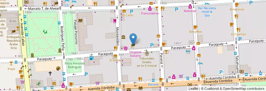 Mapa de ubicacion de Embajada del Uruguay, Recoleta en 아르헨티나, Ciudad Autónoma De Buenos Aires, Comuna 2, Comuna 1, 부에노스아이레스.