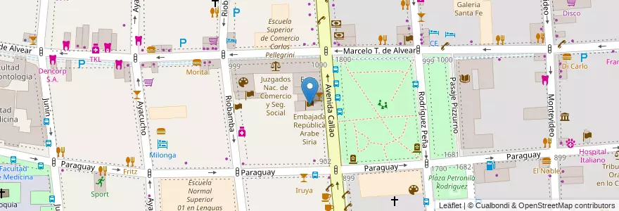 Mapa de ubicacion de Embajada República Arabe Siria, Recoleta en 아르헨티나, Ciudad Autónoma De Buenos Aires, Comuna 2, 부에노스아이레스.