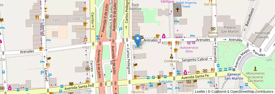 Mapa de ubicacion de Embajador Hotel, Retiro en 阿根廷, Ciudad Autónoma De Buenos Aires, Comuna 1, 布宜诺斯艾利斯.