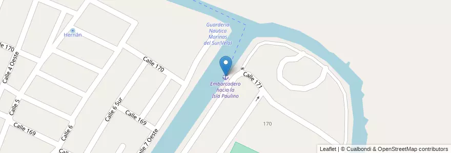Mapa de ubicacion de Embarcadero hacia la Isla Paulino en Argentinien, Provinz Buenos Aires, Partido De Berisso.