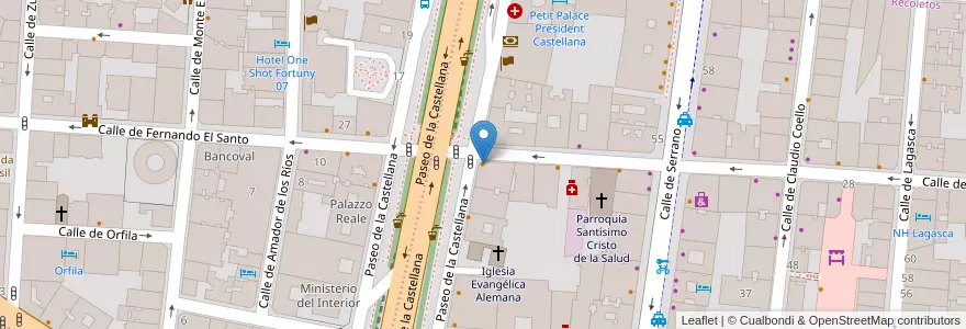 Mapa de ubicacion de Embassy en Espagne, Communauté De Madrid, Communauté De Madrid, Área Metropolitana De Madrid Y Corredor Del Henares, Madrid.