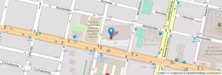 Mapa de ubicacion de Embon en アルゼンチン, サンタフェ州, Departamento Rosario, Municipio De Rosario, ロサリオ.