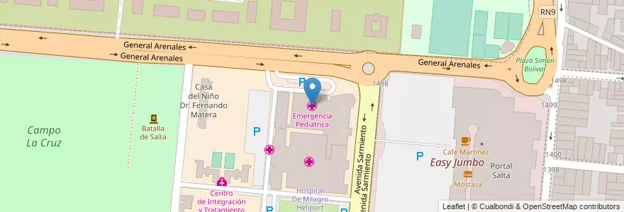 Mapa de ubicacion de Emergencia Pediatrica en Argentinien, Salta, Capital, Municipio De Salta, Salta.