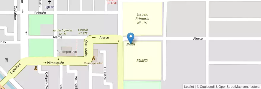 Mapa de ubicacion de EMETA en アルゼンチン, チリ, ネウケン州, Departamento Añelo, San Patricio Del Chañar, San Patricio Del Chañar.
