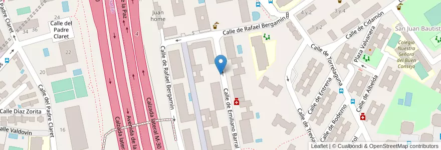 Mapa de ubicacion de EMILIANO BARRAL, CALLE, DE,11 en スペイン, マドリード州, Comunidad De Madrid, Área Metropolitana De Madrid Y Corredor Del Henares, Madrid.