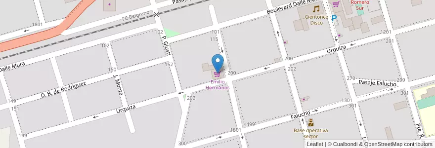 Mapa de ubicacion de Emilio Hermanos en 阿根廷, Córdoba, Departamento San Justo, Municipio Arroyito, Pedanía Arroyito, Arroyito.