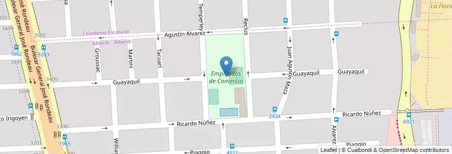 Mapa de ubicacion de Empleados de Comercio en Аргентина, Санта-Фе, Departamento Rosario, Municipio De Rosario, Росарио.