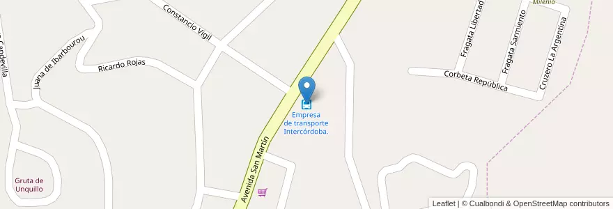 Mapa de ubicacion de Empresa de transporte Intercórdoba. en アルゼンチン, コルドバ州, Departamento Colón, Pedanía Río Ceballos, Municipio De Unquillo.