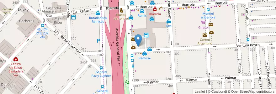 Mapa de ubicacion de Encomiendas Vosa, Liniers en アルゼンチン, Ciudad Autónoma De Buenos Aires, ブエノスアイレス, Partido De Tres De Febrero.