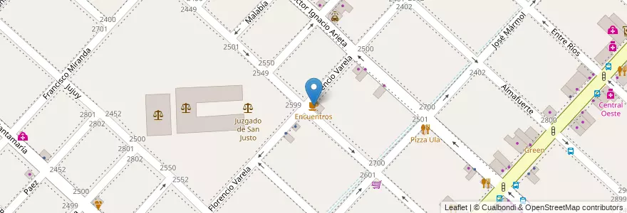 Mapa de ubicacion de Encuentros en Arjantin, Buenos Aires, Partido De La Matanza, San Justo.